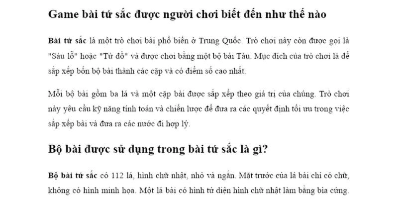 Các quy định cần biết để đánh Tứ Sắc chuẩn xác