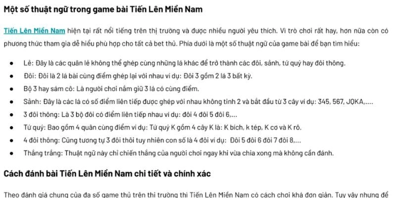 Thuật ngữ Tiến Lên 